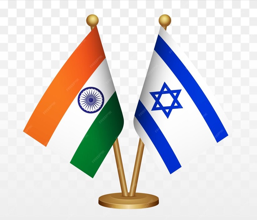 Flags of India and Israel together